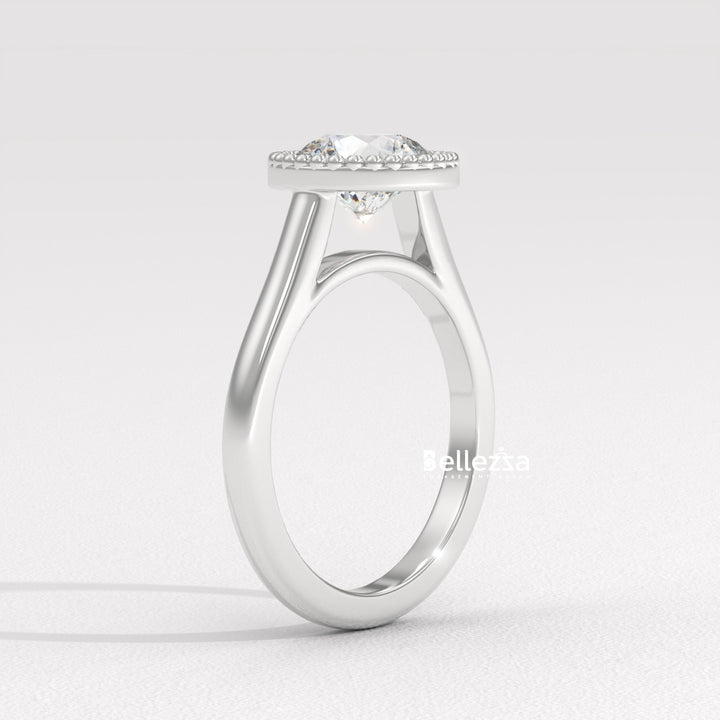 1.0-2.0CT Round Diamond Vintage Bezel Setting Lab Grown Engagement Ring