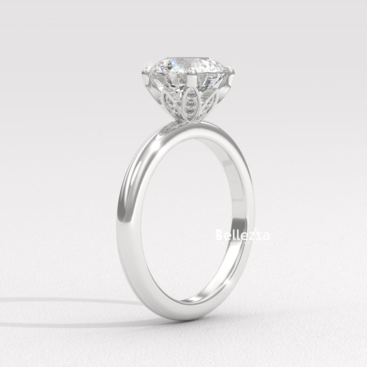 1.50-2.50CT Round Cut Hidden Diamond Lab Grown Engagement Ring