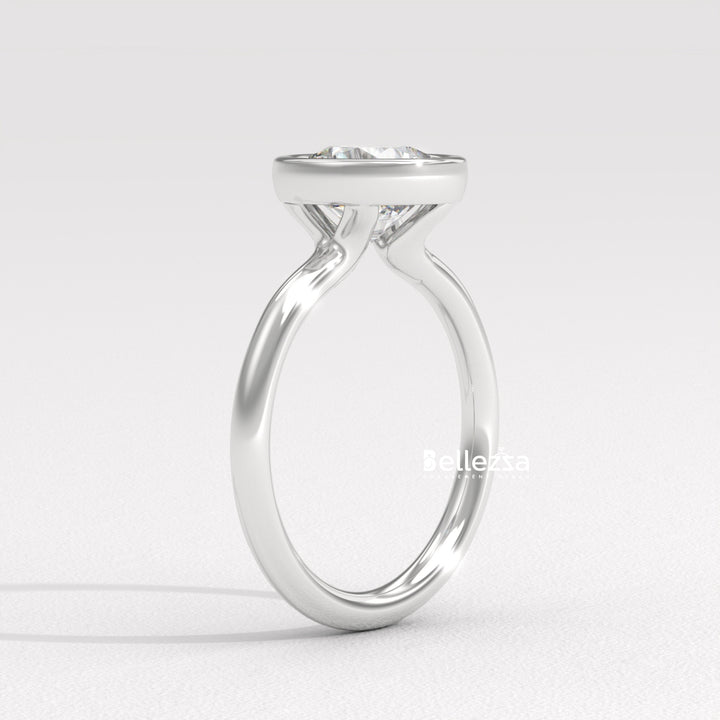 1.50-2.50CT Round Diamond Bezel Setting Lab Grown Engagement Ring