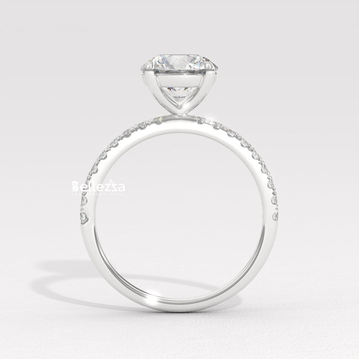 1.0-2.0CT Round Diamond Pave Setting Lab Grown Engagement Ring