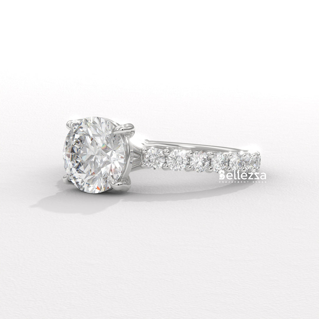 1.50-2.50CT Round Cut Pave Setting Lab Grown Engagement Ring