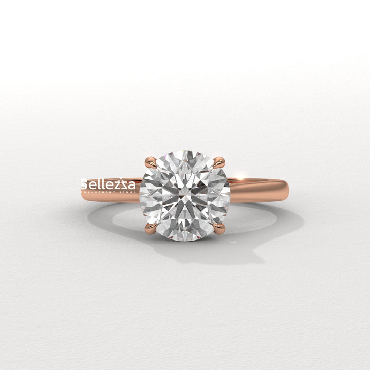 1.0-2.0CT Round Cut Lab Grown Diamond Hidden Halo Engagement Ring