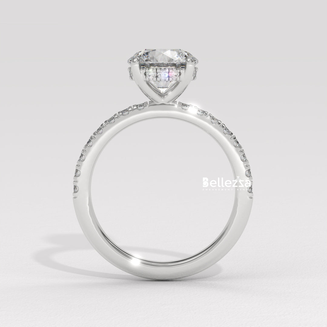 1.50-2.50CT Round Cut Hidden Halo Lab Grown Engagement Ring