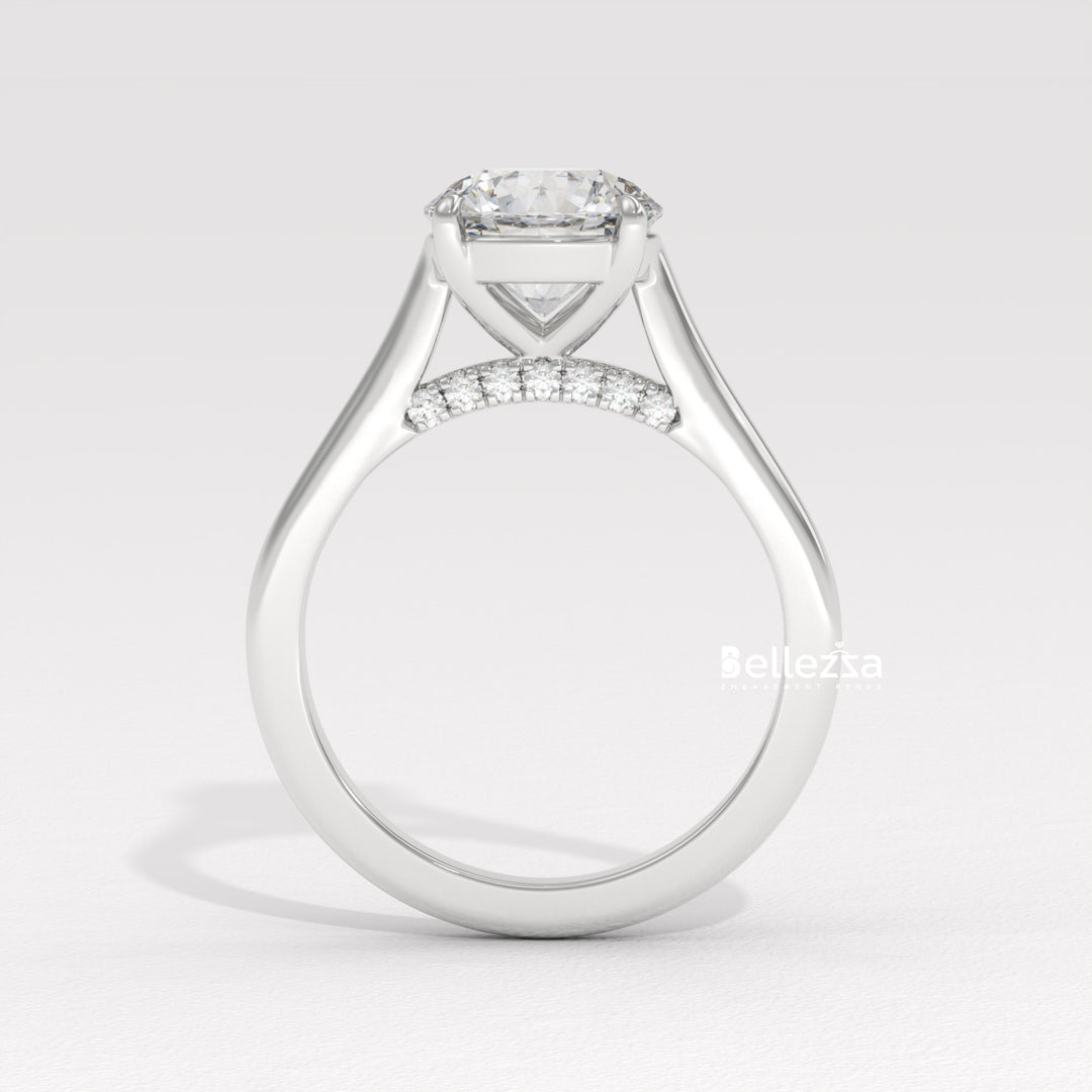 1.0-2.0CT Round Cut Hidden Diamond Lab Grown Engagement Ring