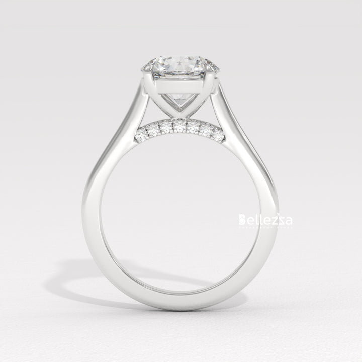 1.0-2.0CT Round Cut Hidden Diamond Lab Grown Engagement Ring