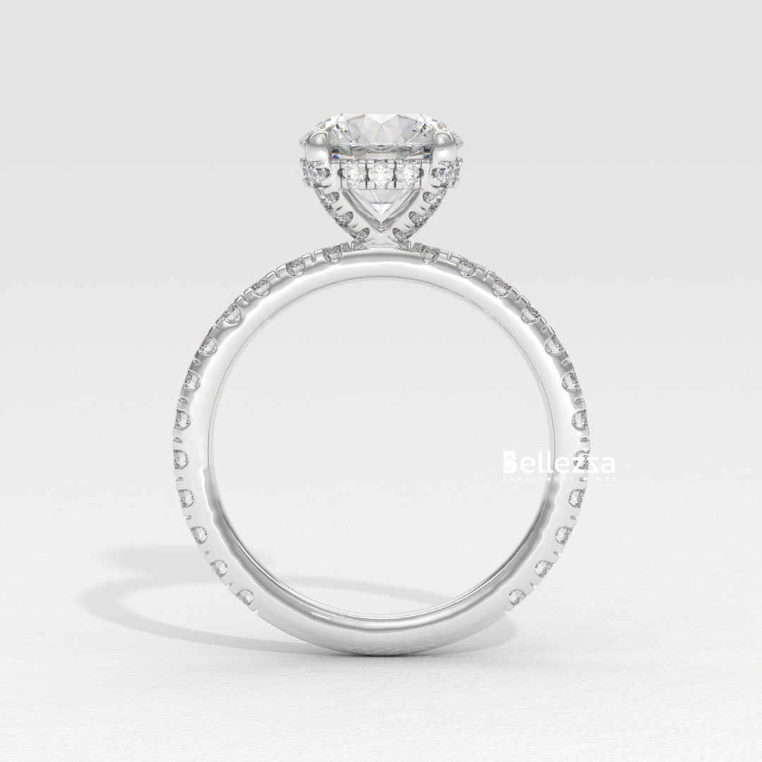 1.50-2.50CT Round Cut Lab Grown Diamond Pave Setting Engagement Ring