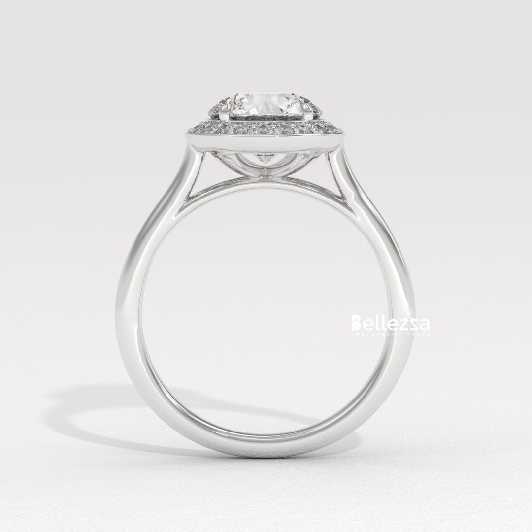 1.50-2.50CT Round Cut CVD Diamond Halo Setting Engagement Ring