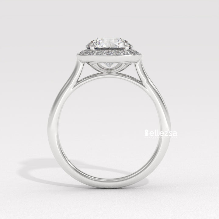 1.50-2.50CT Round Cut CVD Diamond Halo Setting Engagement Ring