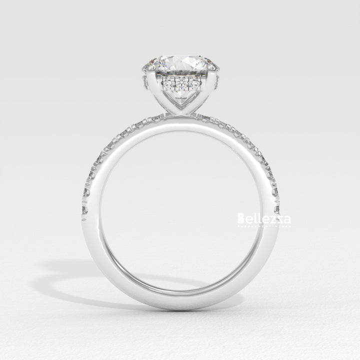 1.50-2.50CT Round Cut Hidden Halo Lab Grown Engagement Ring