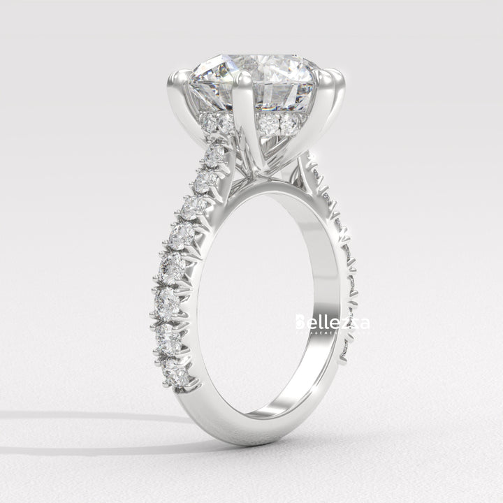 1.50-2.50CT Round Diamond Pave Setting Lab Grown Engagement Ring