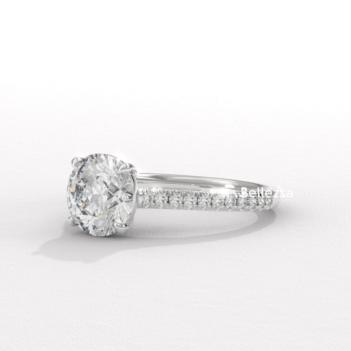 1.50-2.50CT Round Diamond Pave Setting Lab Grown Engagement Ring
