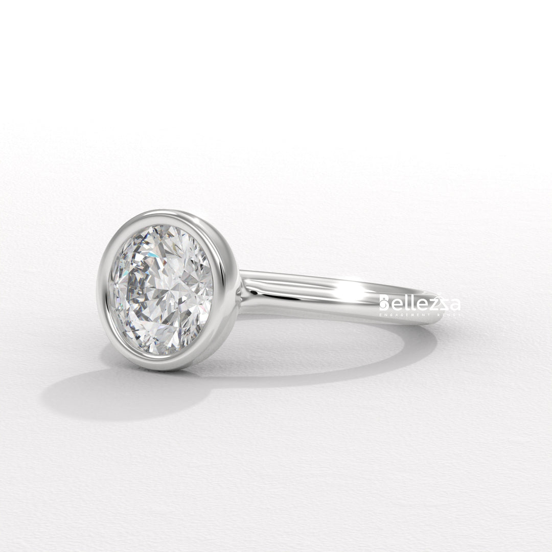 1.50-2.50CT Round Diamond Bezel Setting Lab Grown Engagement Ring