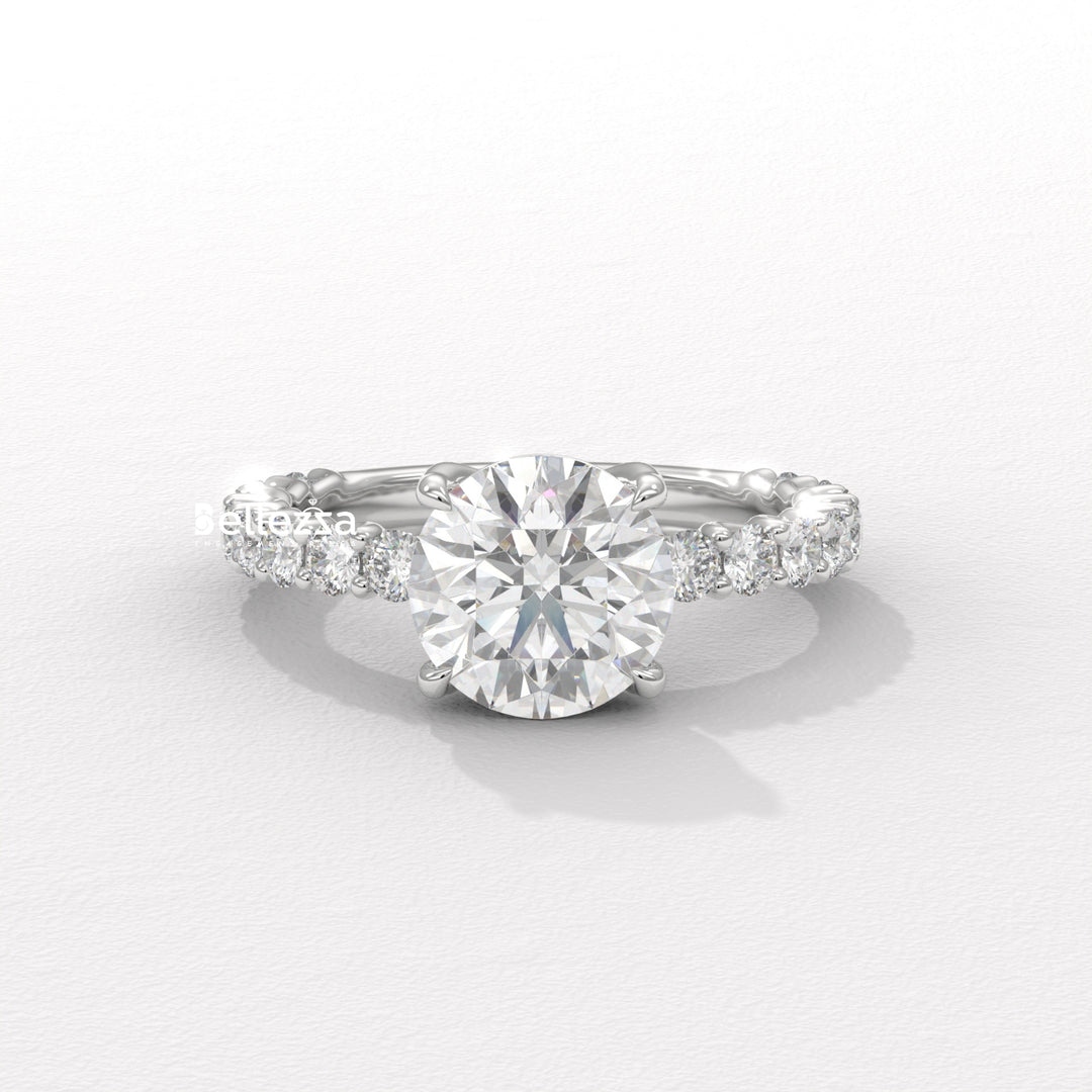 1.50-2.50CT Round Cut Pave Setting Lab Grown Engagement Ring