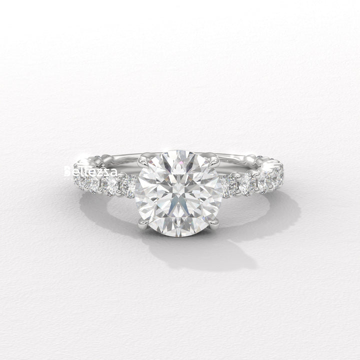 1.50-2.50CT Round Cut Pave Setting Lab Grown Engagement Ring