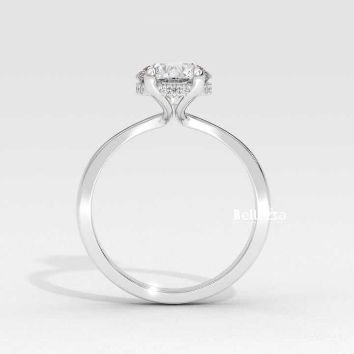 1.0-2.0CT Round Cut Hidden Halo CVD Diamond Engagement Ring