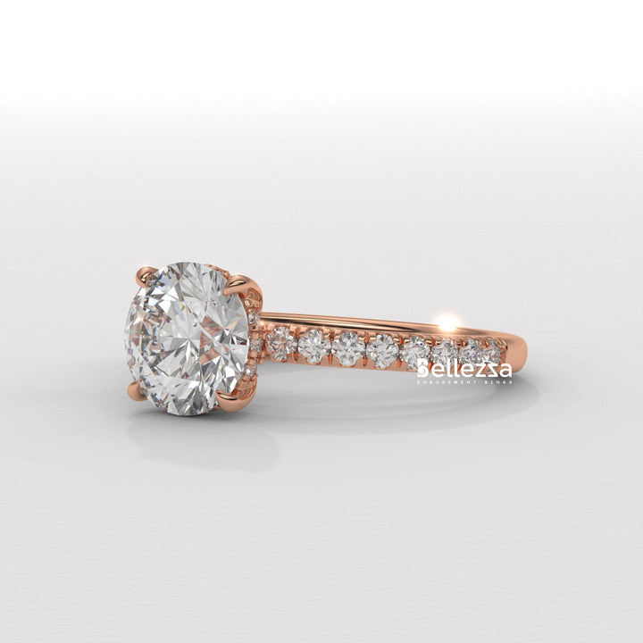 1.50-2.50CT Round Cut Hidden Halo Lab Grown Engagement Ring