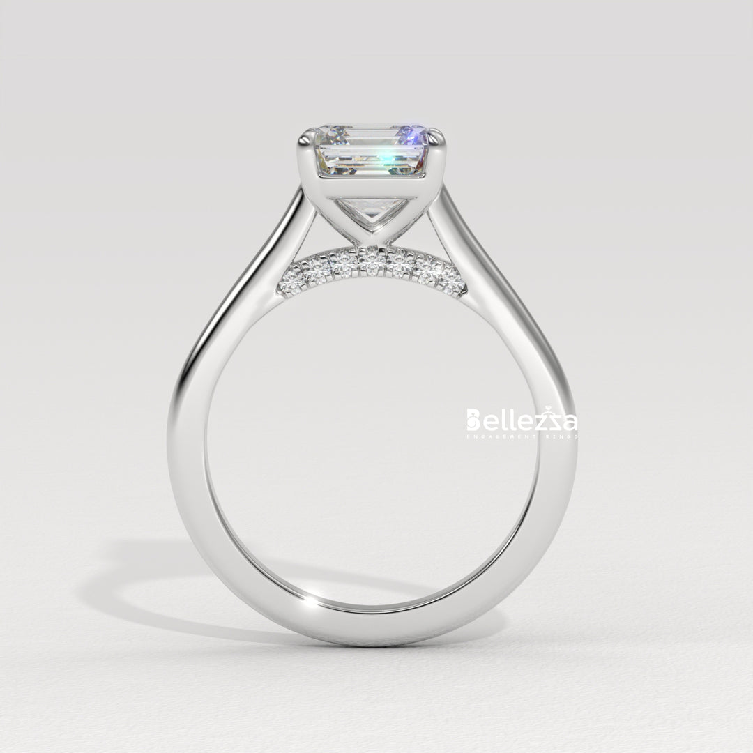 1.0-2.0CT Asscher Cut Solitaire CVD Diamond Engagement Ring