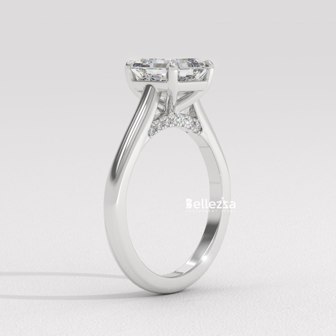 1.0-2.0CT Asscher Cut Solitaire CVD Diamond Engagement Ring