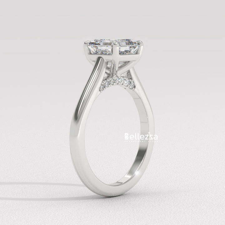1.0-2.0CT Asscher Cut Solitaire CVD Diamond Engagement Ring