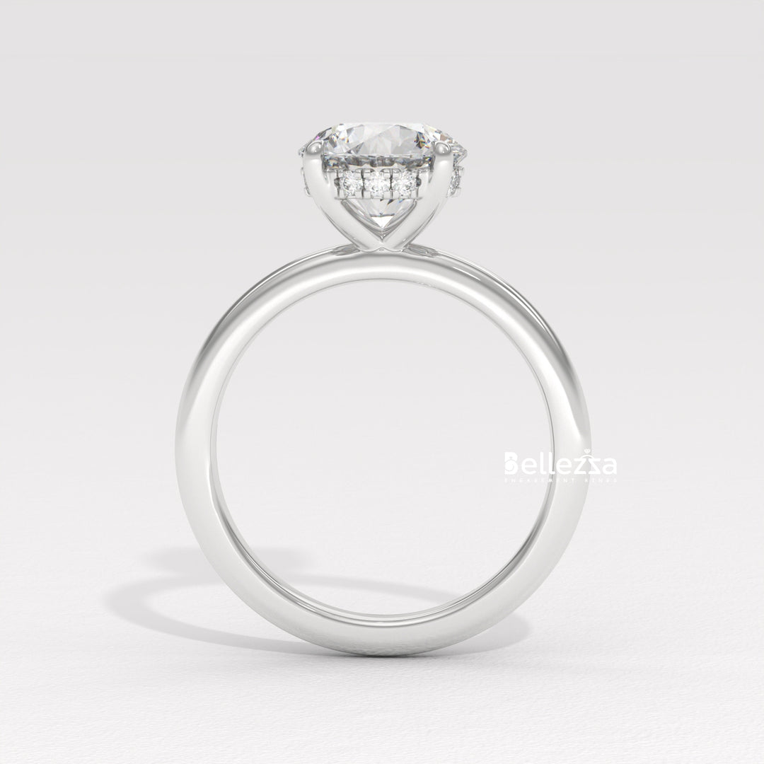 1.0-2.0CT Round Cut Hidden Halo Lab Grown Engagement Ring