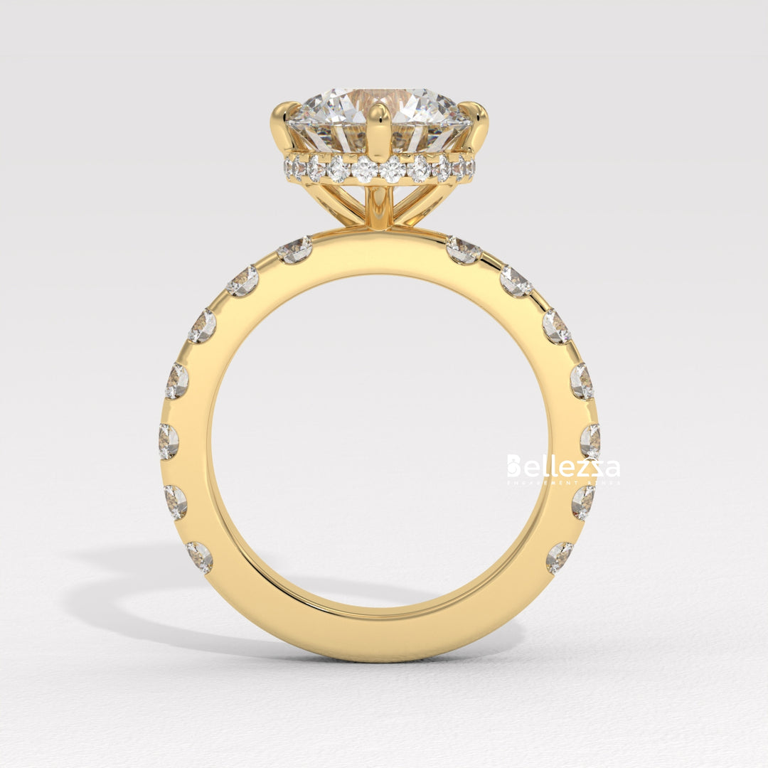 2.0-3.0CT Round Diamond Hidden Halo Pave Setting Lab Grown Engagement Ring