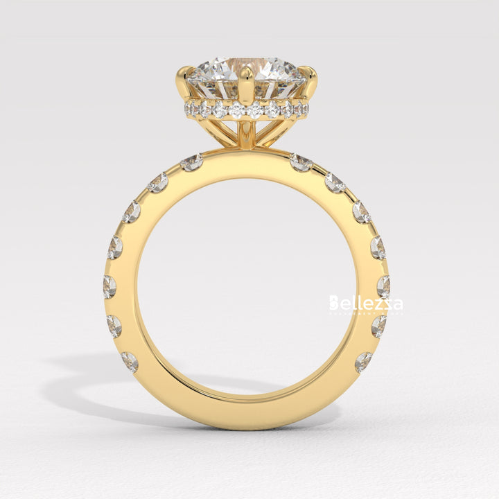 2.0-3.0CT Round Diamond Hidden Halo Pave Setting Lab Grown Engagement Ring