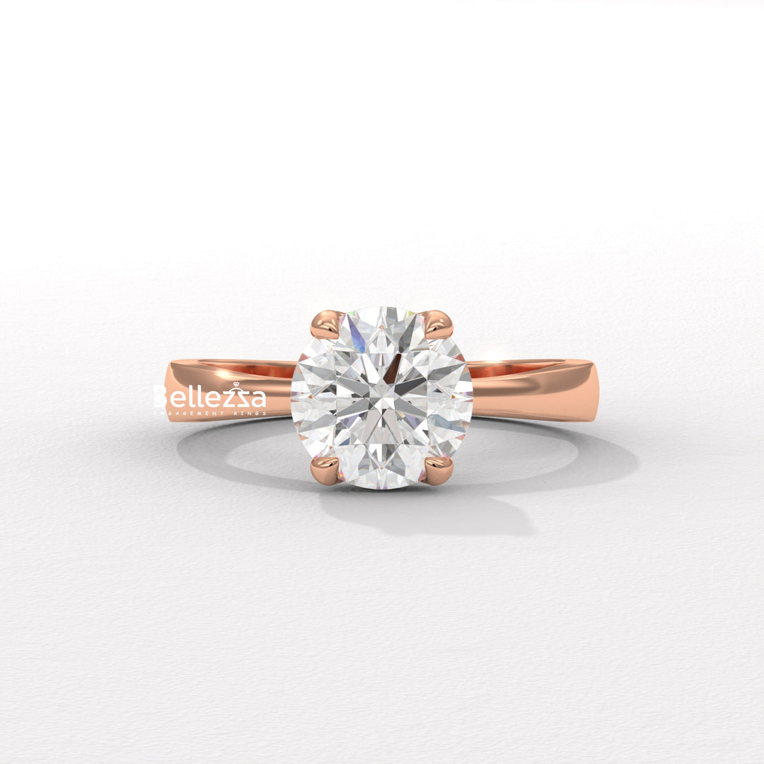 1.0-2.0CT Round Cut Hidden Halo CVD Diamond Engagement Ring