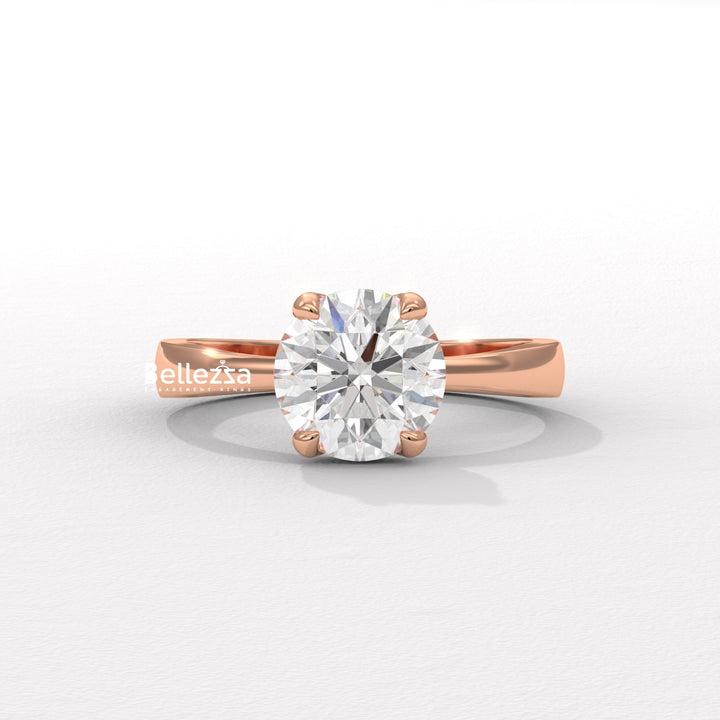 1.0-2.0CT Round Cut Hidden Halo CVD Diamond Engagement Ring