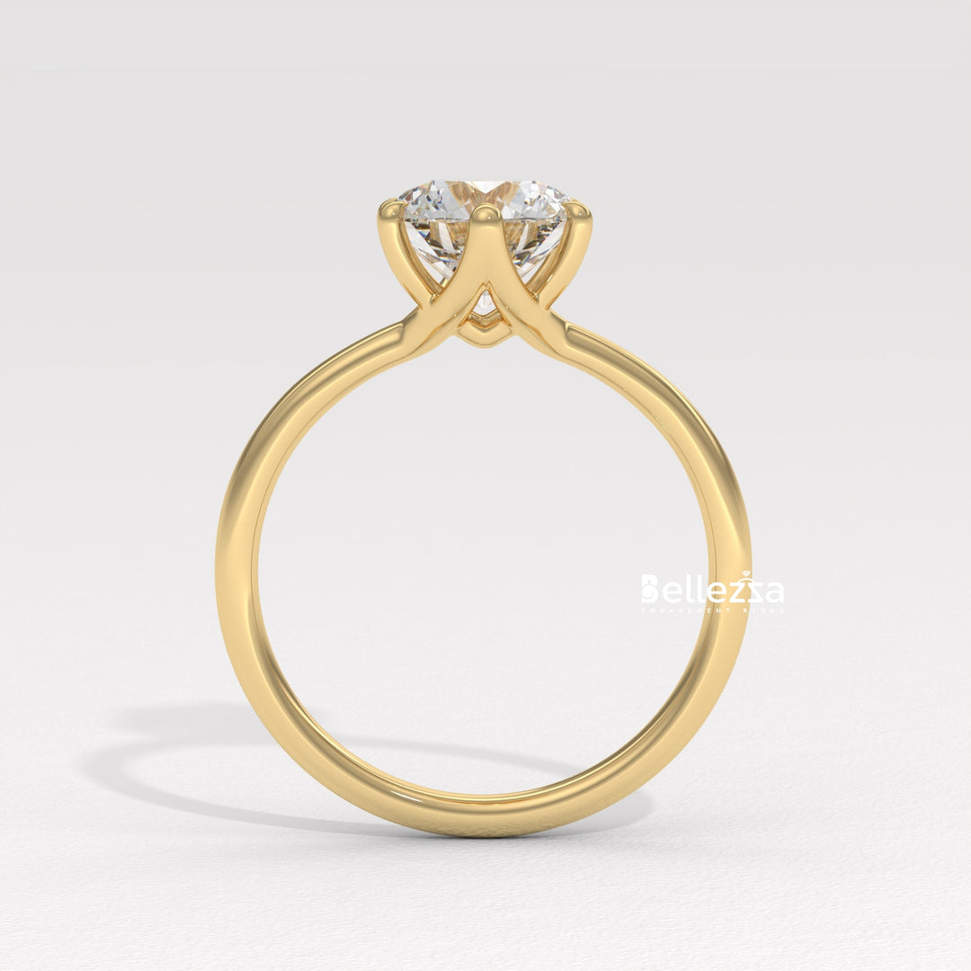1.0-2.0CT Round Diamond Solitaire Lab Grown Engagement Ring