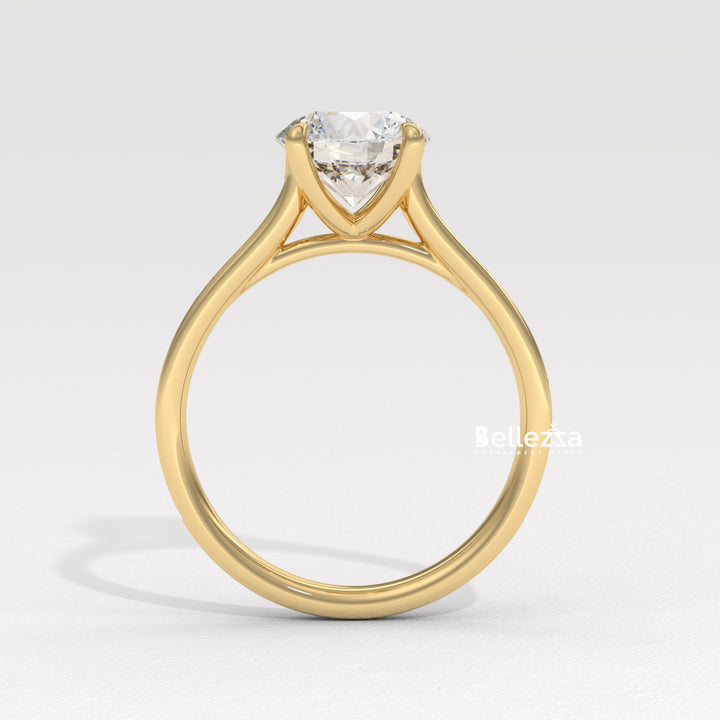 1.50-2.50CT Round Diamond Pave Setting Lab Grown Engagement Ring