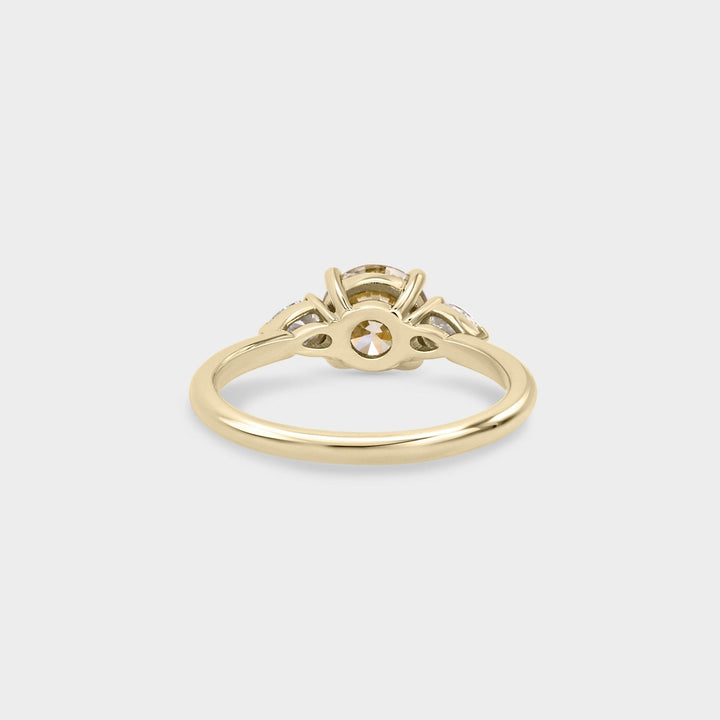 1.0CT Champagne Round Diamond Three Stone Lab Grown Engagement Ring