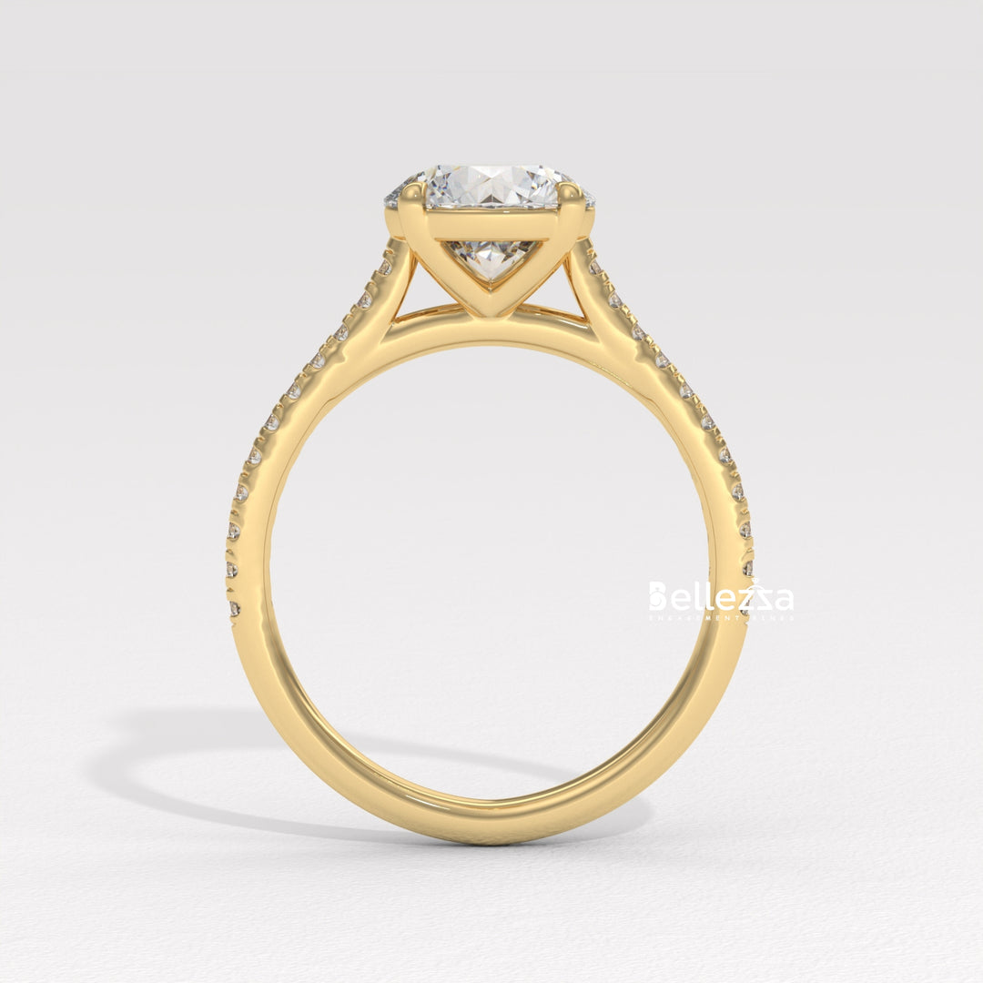 1.50-2.50CT Round Diamond Pave Setting Lab Grown Engagement Ring