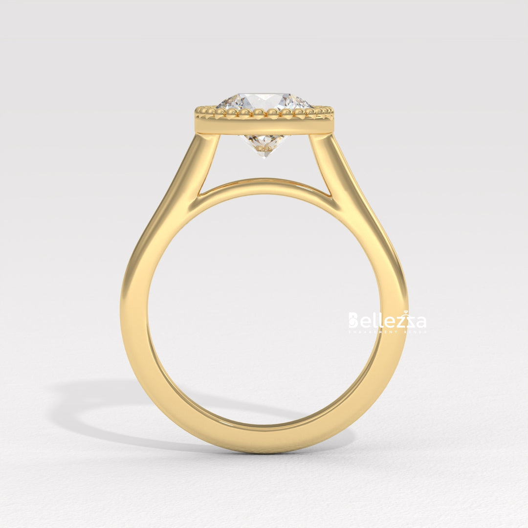 1.0-2.0CT Round Diamond Vintage Bezel Setting Lab Grown Engagement Ring