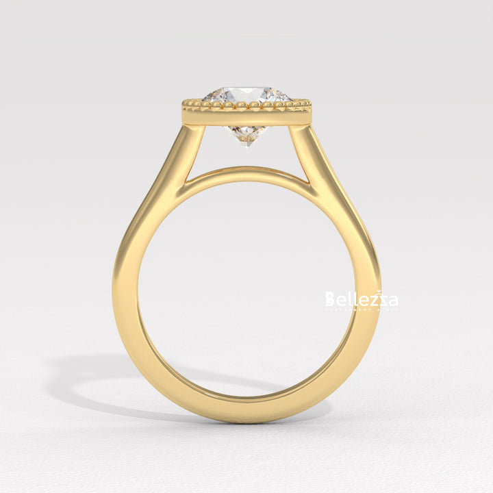 1.0-2.0CT Round Diamond Vintage Bezel Setting Lab Grown Engagement Ring