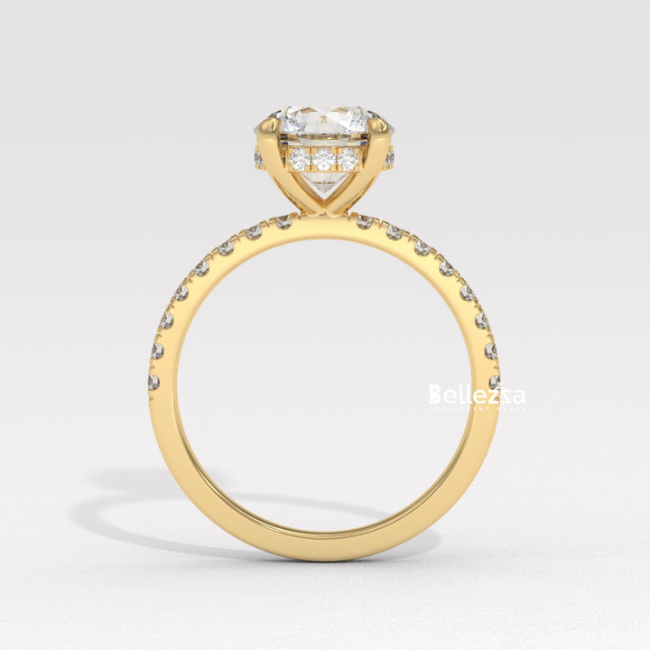 1.50-2.50CT Round Diamond Hidden Halo Pave Setting Lab Grown Ring