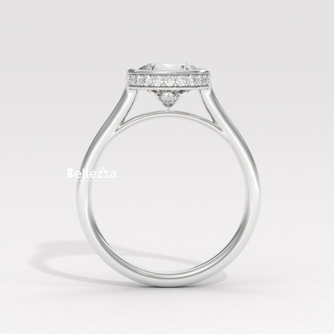 1.50-2.50CT Round Diamond Bezel Setting Lab Grown Engagement Ring