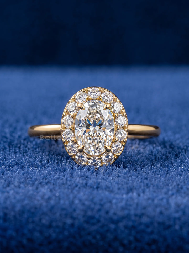 1.0 -3.0  CT Oval  Lab Grown Diamond Halo Engagement ring