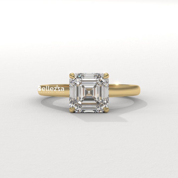 1.0-2.0CT Asscher Cut Solitaire CVD Diamond Engagement Ring