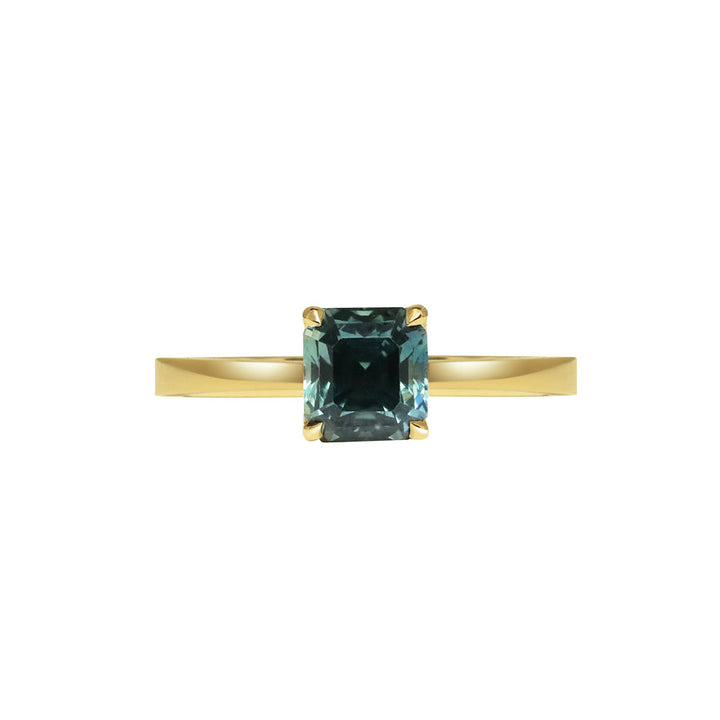1.50CT Teal Sapphire Asscher Cut Solitaire Setting Lab Grown Engagement Ring