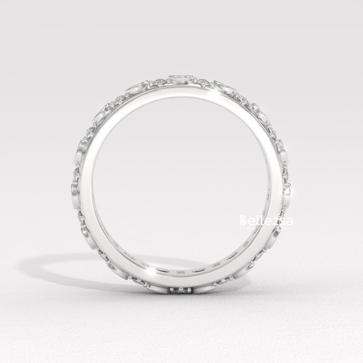 Round Diamond Cluster Setting Full Eternity Lab Grown Wedding Band