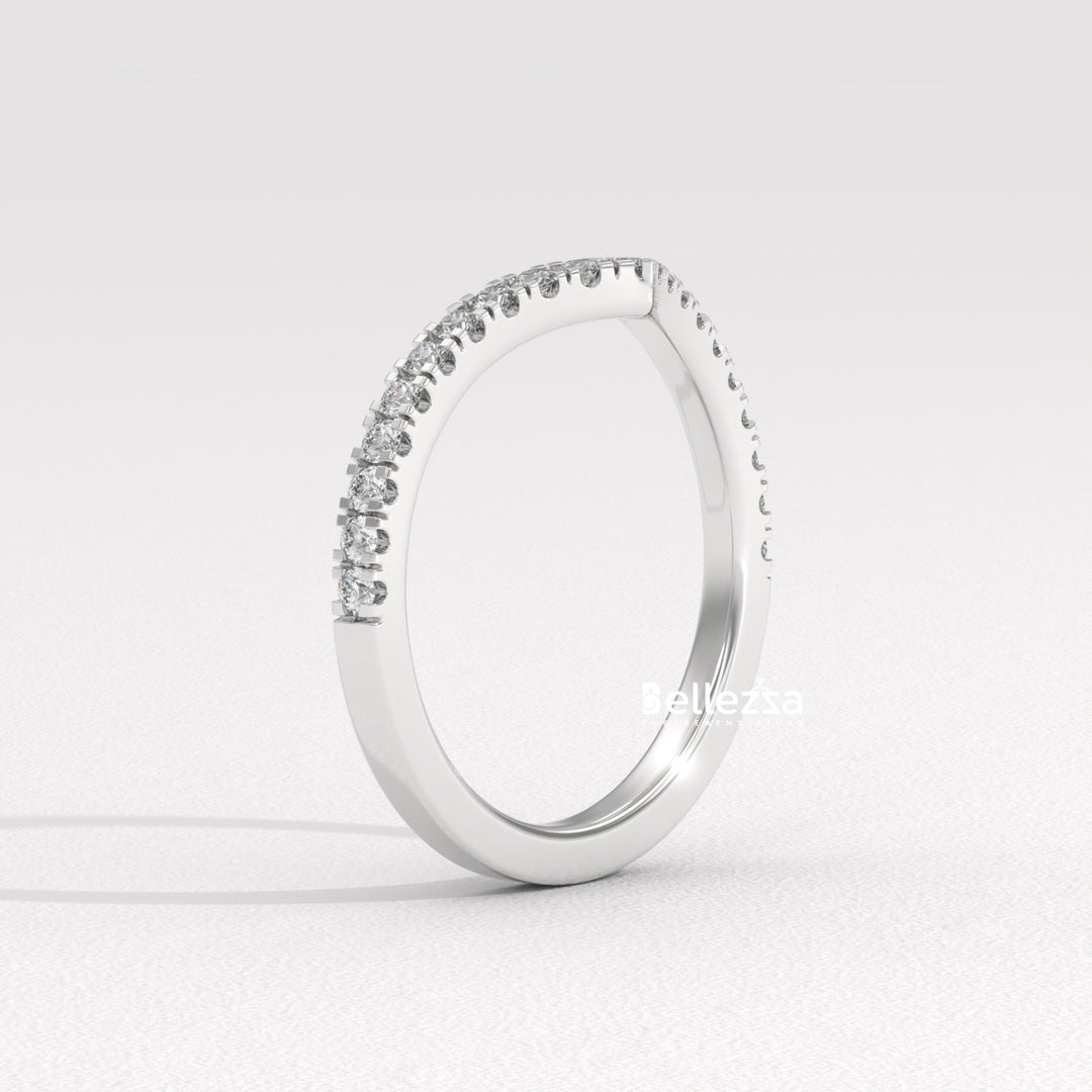 Round Diamond Curved Style Lab Grown Wedding Band