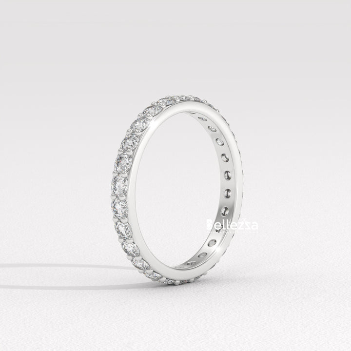Round Diamond Full Eternity Pave Setting Lab Grown Wedding Band