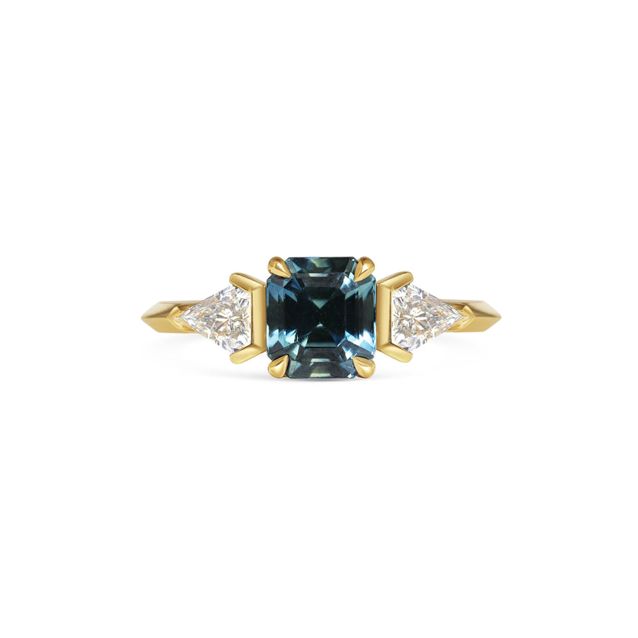 1.50CT Teal Blue Asscher Diamond Three Stone Lab Grown Engagement Ring