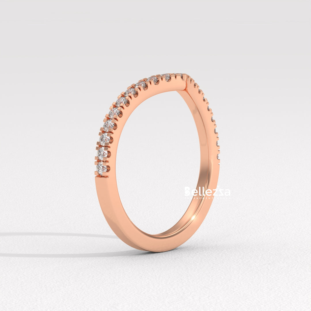 Round Diamond Curved Style Lab Grown Wedding Band