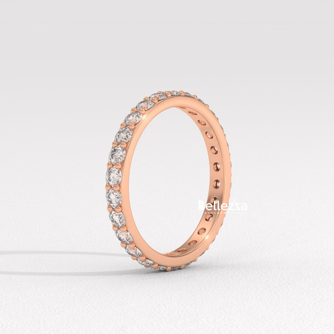 Round Diamond Full Eternity Pave Setting Lab Grown Wedding Band