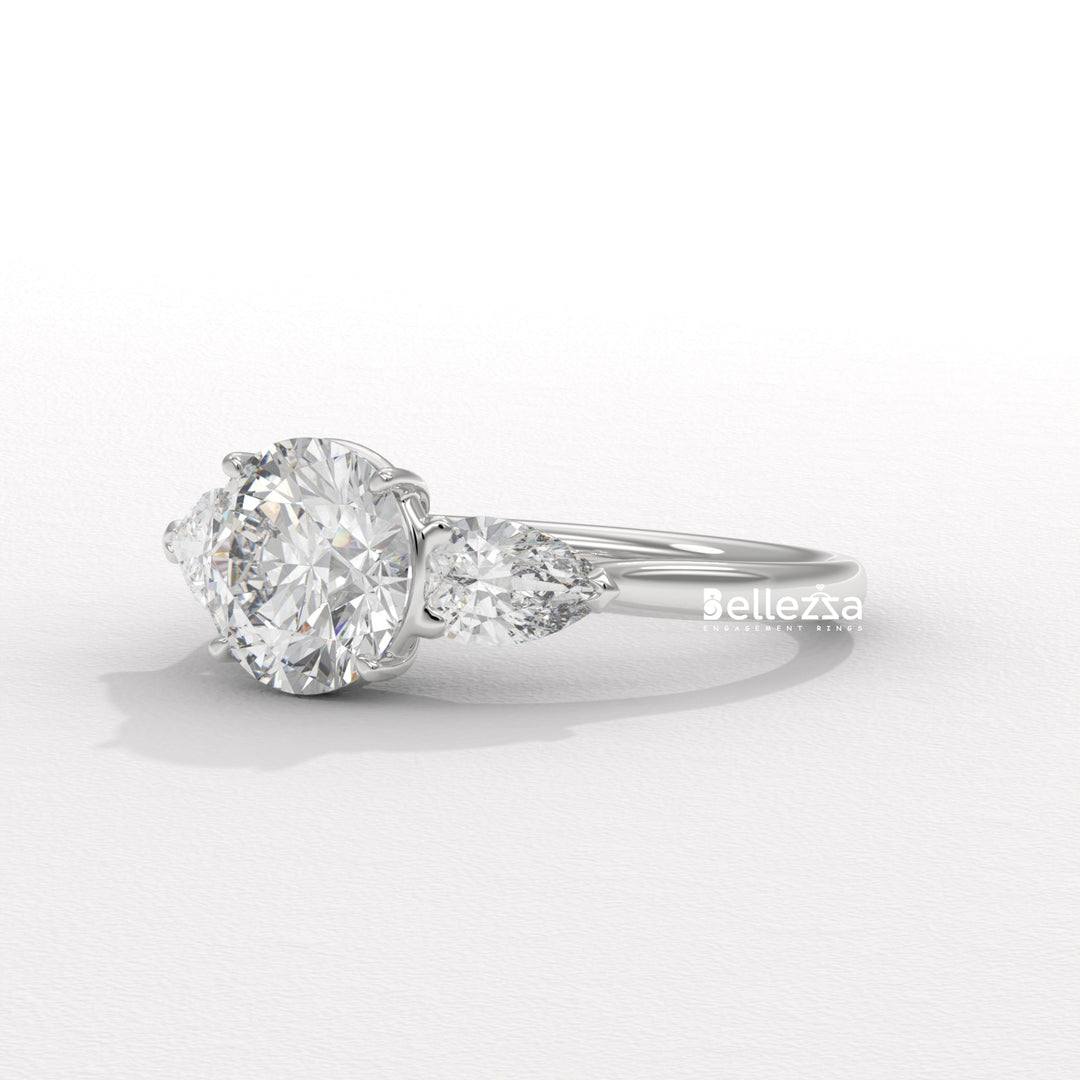 1.50-2.50CT Round Diamond Three Stone Lab Grown Engagement Ring