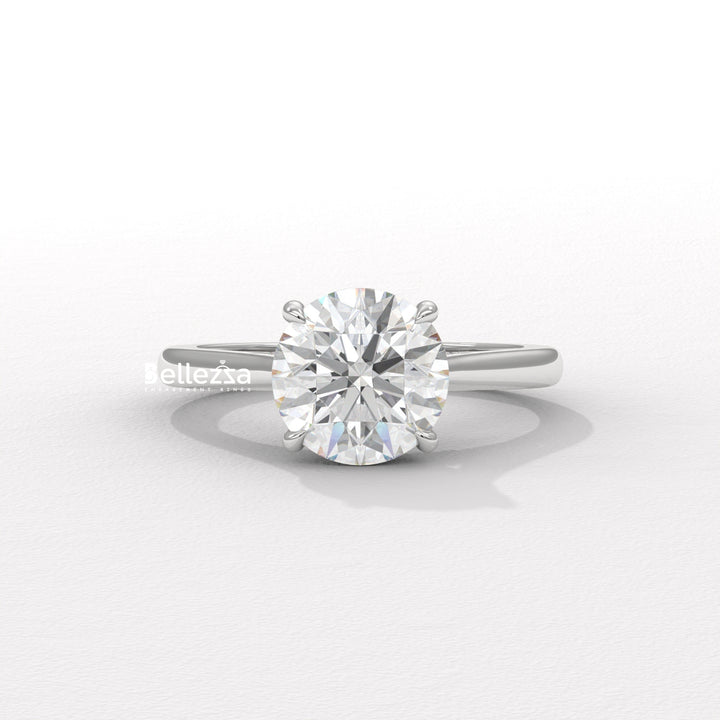 1.0-2.0CT Round Cut Lab Grown Diamond Hidden Halo Engagement Ring