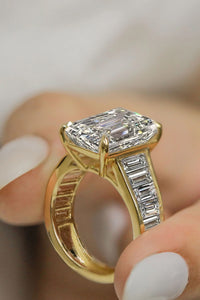 6.0ct Emerald Cut Lab Grown Diamond Unique Engagement Rings with Pave Band