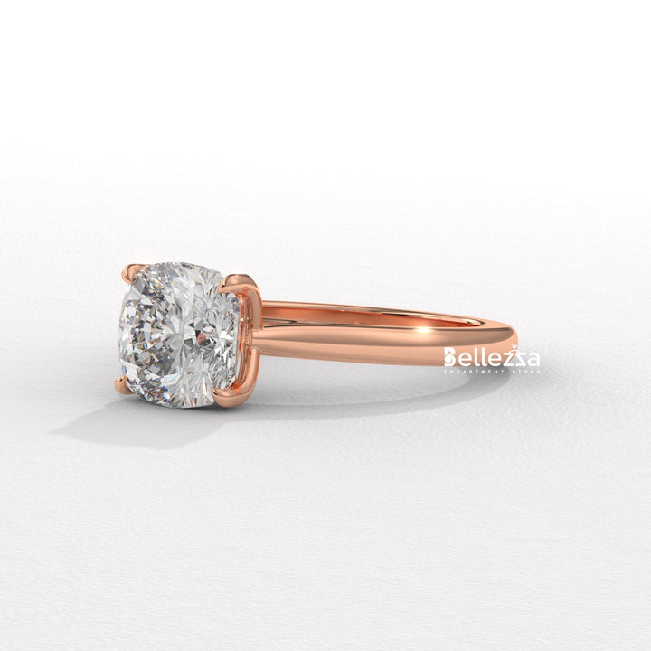 1.0-2.0CT Cushion Diamond Solitaire Setting Lab Grown Engagement Ring