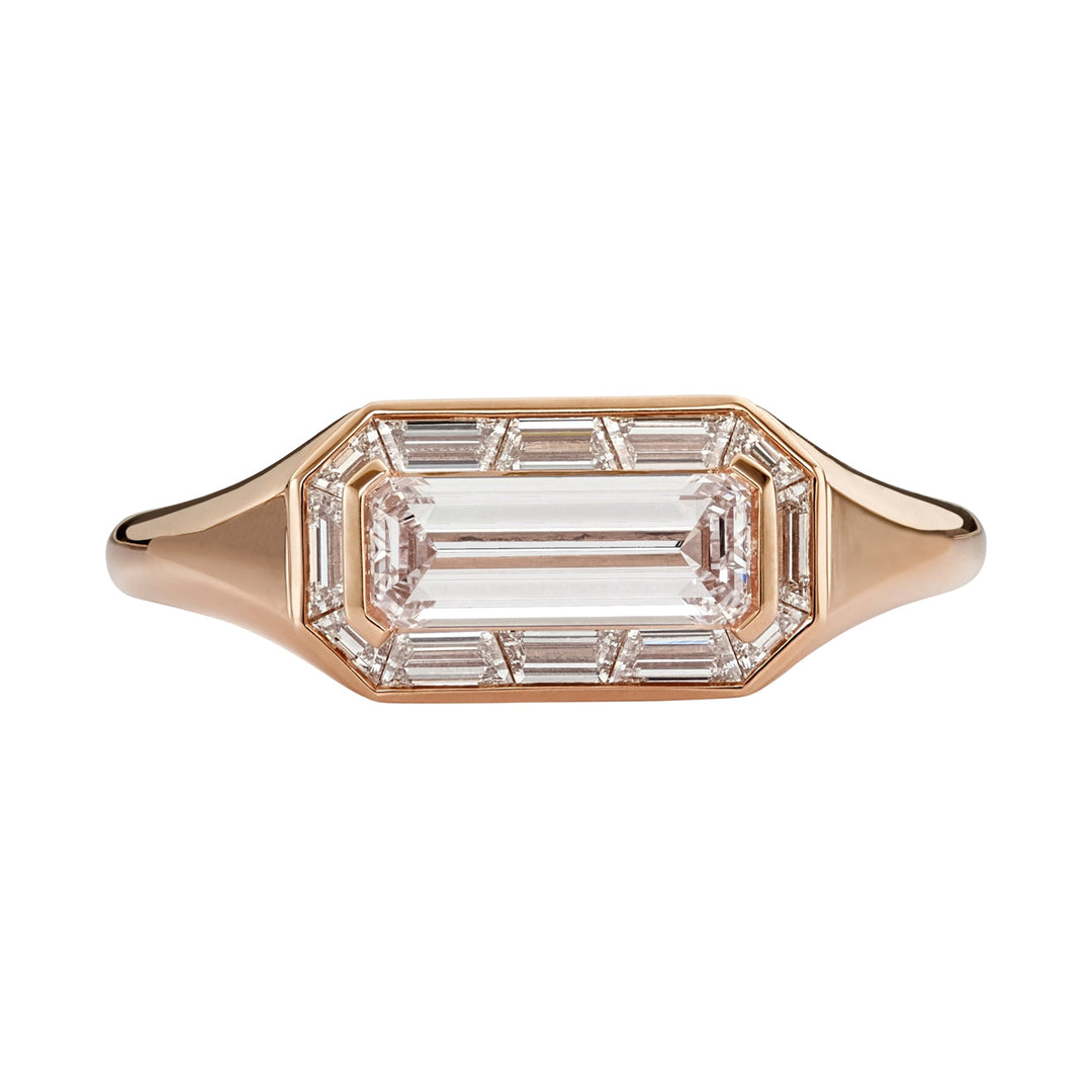 1.0CT Fancy Light Pink Emerald Halo Setting Lab Grown Engagement Ring
